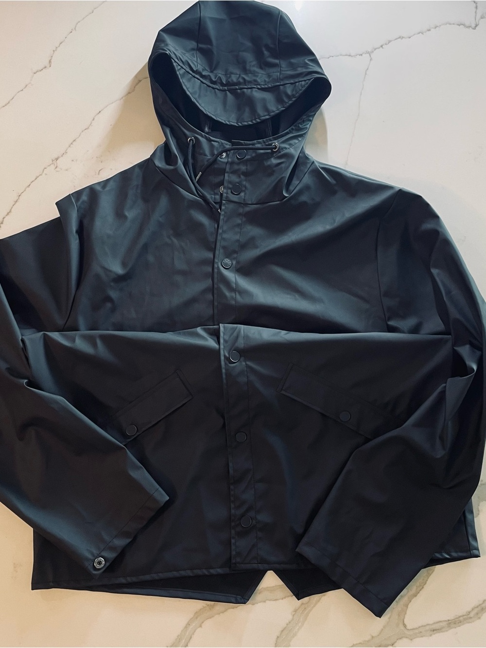 Rains Men's Black Hooded Raincoat Jacket